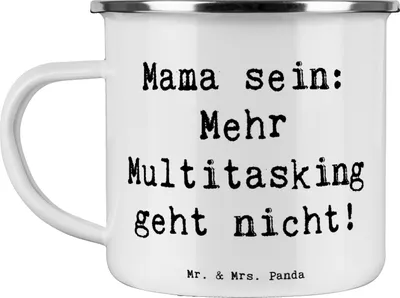 Produktbild von Mr. & Mrs. Panda Teetasse Spruch Mama Multitasking - Weiß - Geschenk, Haushaltsführung, Lächeln, Mutterschaft, Haferl, Pott, Dankbarkeit, Kinderbetreuung, Dankeschön