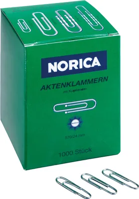 Obrázek produktu pro NORICA 2210 Büroklammern mit Kugelenden - 24 mm glatt, verzinkt, 1.000 Stück