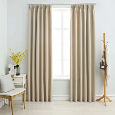 Obrázok produktu pre vidaXL Zatemňujúce závesy s háčikmi 2ks. Béžové 140x225cm
