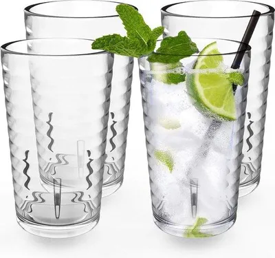 Produktbild von Famanu Trinkgläser Set 4 x 385 ml - Stapelbar, Unzerbrechlich, Spülmaschinenfest