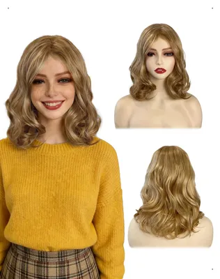 Zdjęcie produktu dla Peruka damska, falująca, z grzywką, naturalny blond, 35 cm