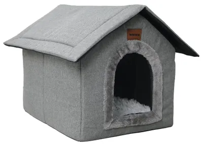 Obrázok produktu pre Mačací domček s odnímateľnou podložkou – sivý, 35 x 30 x 35 cm