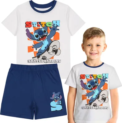 Produktbild von DISNEY Stitch ZWEITEILIGER Pyjama für Jungen aus BAUMWOLLE FÜR DEN SOMMER mit kurzen Ärmeln 100% BAUMWOLLE 110