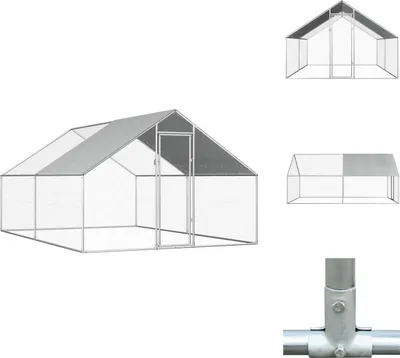 Obrázek produktu pro vidaXL Venkovní klec pro kuřata 2,75x4x1,92 m Pozinkovaná ocel - Příbytky a ohrady pro malá zvířata