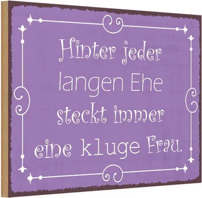 Produktbild von vianmo Holzschild 12x18 cm hinter langer Ehe kluge Frau Männer Frauen