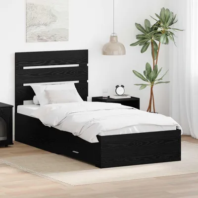 Zdjęcie produktu dla Maison Exclusive – rama łóżka w kolorze czarnego dębu 90 x 200 cm materiał drewnopochodny