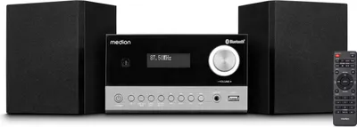 Produktbild von Kompaktní systém MEDION E64088 Micro Audio System (DAB+, přehrávač CD. PLL FM rádio, Bluetooth, USB port, časovač spánku, MP3, LCD displej s 12/24 hodinovým zobrazením)