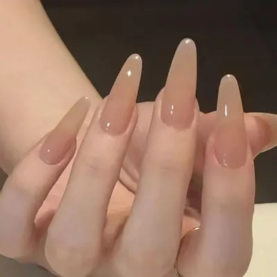 Produktbild von Künstliche Nägel zum Aufkleben, 24 Stück, lang, Mandel, French Tip, Nude, Acrylgel