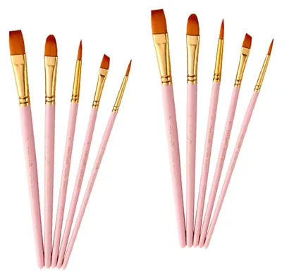 Produktbild von 10 Stück Nylonpinsel für Öl- und Aquarellmalerei, Profi- und Anfängermalerei