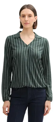 Produktbild von TOM TAILOR Damen Longsleeve mit Kragen, 36552 - Contemporary Navy Check, XS