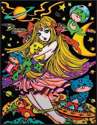 Produktbild von Galaktische Kunst, Poster "Mädchen im Weltraum" – Entdecken Sie außergewöhnliche galaktische Abenteuer!