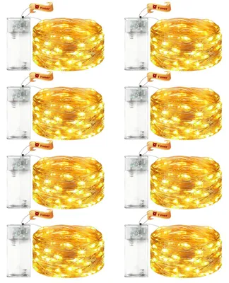 LED-Lichterkette 8er Set, 2 m, 20 LEDs, warmweiß, Timer, batteriebetrieben