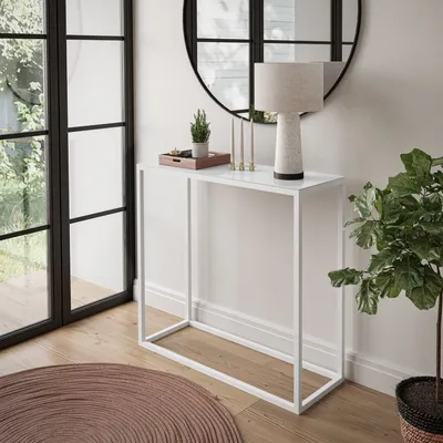Obrázok produktu pre Konzola MODERN GLASS 80 cm biela/ biele sklo