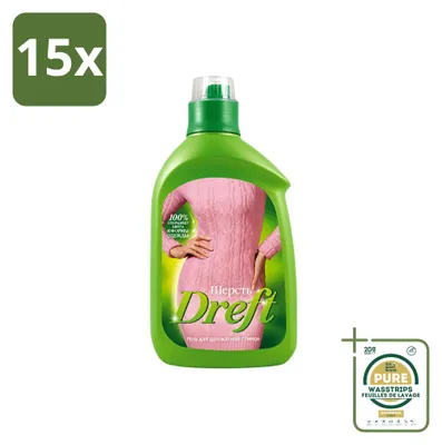 Produktbild von 15 x Dreft Feinwaschmittel für weiße und bunte Wolle – 800 ml - Vorratspackung - 15 Stücke