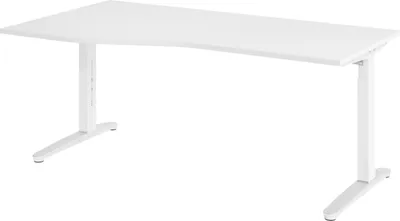 Produktbild von bümö Schreibtisch Serie-XB - Nachbildung: Weiß, Größe:  180 x 100 cm, Gestell: Weiß/Alu poliert