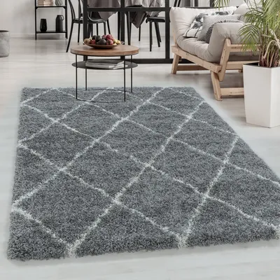 Obrázek produktu pro Carpetsale24 Koberec s vysokým vlasem do obývacího pokoje moderní diamantový design koberec huňatý měkký rozměr 200x290 cm