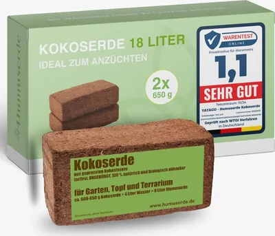 Produktbild von 2er Kokoserde 650g Kokosfasern Kokoshumus Humusziegel Blumenerde für Garten Terrarium