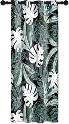 Obrázok produktu pre 107x160 cm, tropické vzory, zatemňovacie závesy do spálne, biela Monstera, závesy s motívom džungle, závesy s okami, vhodné do detskej izby