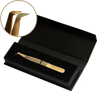 Obrázek produktu pro Pinzeta Noble Lashes - zlatá - Pro 2 - nerezová ocel - nástroj pro prodlužování řas
