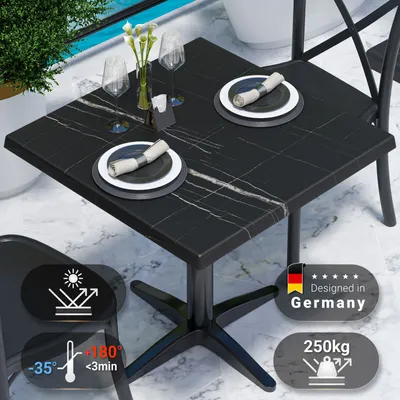 Produktbild von JAMAIKA | Bistro Außen Tischplatte | B:T 60 x 60 cm | Schwarz Marmor | Quadratisch | Topalit Tischplatte