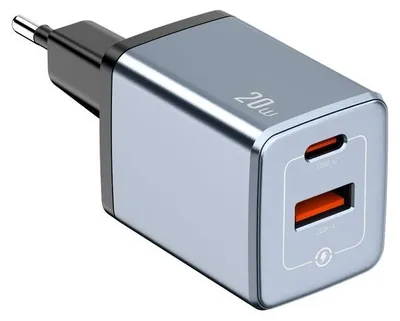 Immagine prodotto di Caricabatterie rapido NEXTBATT 20W | USB-C / USB-A | Nero/Grigio