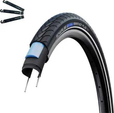Produktbild von Schwalbe Fahrradreifen 1 x Marathon Plus SmartGuard E-25 ADDIX Schwarz/Reflex 40-559 (26 x 1,50") inkl. Reifenheber