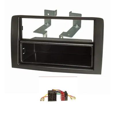 Produktbild von Radioblende Set kompatibel mit Fiat Idea Lancia Musa schwarz mit Radioadapter ISO