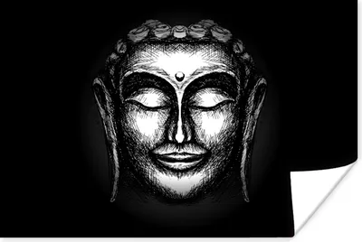 Produktbild von MuchoWow® Poster Buddha - Gesicht - Silber 120x80 cm - Bilder