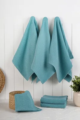 Immagine prodotto di Hermia Concept, Eloise - Petrol, Set di asciugamani da cucina (6 pezzi), 90% COTONE / 10% POLIESTERE, Petrolio, 43 x 76 x 3 cm