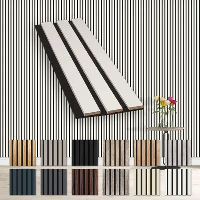 Produktbild von HEXIM Akustikpaneele Musterstück - flexible Lamellenwand Holz MDF Wandpaneele Lamellenverkleidung Wandverkleidung Innendekoration schalldämmend (White - AP11 / APH11 Musterstück)