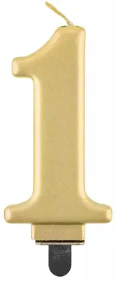Productafbeelding van Cijferka "1" van metaal, goudkleurig, 8 cm