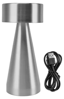 Obrázok produktu pre Prenosná LED stolná lampa z kovu s dotykovým senzorom, 3 farby, plynulé stmievanie, vhodná na nočný stolík alebo písací stôl, nabíjateľné nočné svetlo, strieborná farba