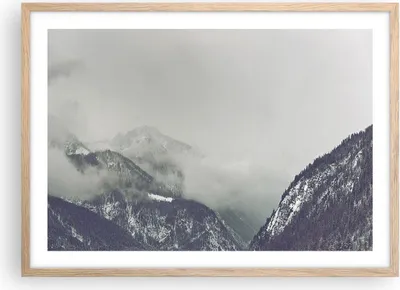 Produktbild von Gerahmtes Poster - Rahmen in heller Eiche - Berge Wald Nebel - 70x50 cm - Wand Bild - Wanddeko - Wandbilder - Kunstposter - Wandposter - Bilderrahmen - Bilder - Kunstdruck - Wandbild - P2NAA70x50-4270