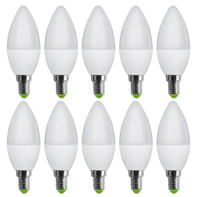 Produktbild von 10 x LED Leuchtmittel Kerze 6W = 40W E14 matt 160° kaltweiß 6000K Tageslicht