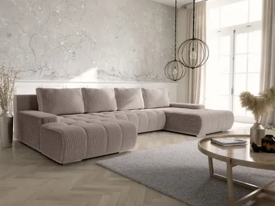 Produktbild von KEF Ecksofa Vera – U-Form – 350x85x185 cm – Liegefläche 290x140 cm – Rollsystem zur Ausklappung – Mit Schlaffunktion – Wellenfederung - Poso 2