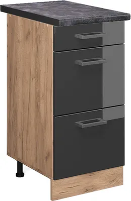 Image de Meuble cuisine Vicco R-Line Anthracite Haute brillance 40cm avec tiroirs, PT Anthracite, Model 45875