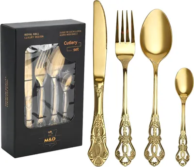 Produktbild von Besteckset 24-teilig, gold, Edelstahl, 6 Personen, für Abendessen