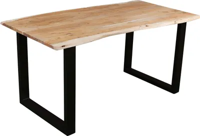 Produktbild von Esstisch Baumkante massiv Akazie eichefarben 180 x 90 cm schwarz DEREK