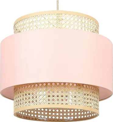 Produktbild von BELIANI Hängelampe rosa / natürlich Baumwolle Rattan Boho Wohnzimmer Esszimmer