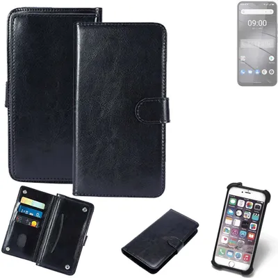 Produktbild von K-S-Trade 360° Hülle kompatibel mit Gigaset GS5 schwarz Kunstleder Case BookCase WalletCase Kunstlederederhülle Handyhülle, Rundumschutz Bumper