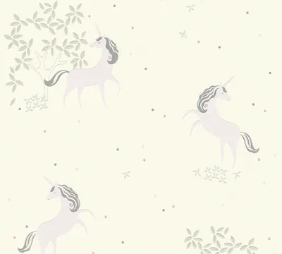 Produktbild von A.S. Création Kinderzimmertapete Boys & Girls Einhorn Tapete Vliestapete mit Glitzereffekt grau violett weiß 10,05 m x 0,53 m