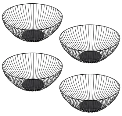 Obstschalen-Set 4er, schwarz, Eisen, 20 cm, Drahtkorb