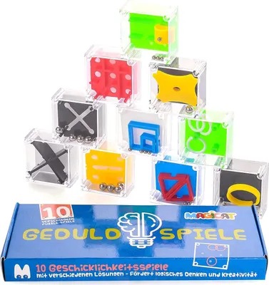 Zdjęcie produktu dla Zestaw gier logicznych Magicat premium, 10 gier logicznych, idealny jako prezent na przyjęcia urodzinowe dla dzieci, mini gry, prezenty po imprezie dla dzieci