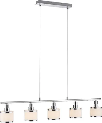 Obrázek produktu pro Závěsné svítidlo - barva chrom - bílé - 90 x 120 cm - kov - tkanina - 5 světel