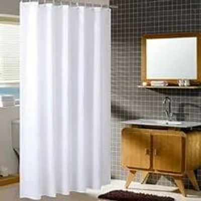 Produktbild von 78 x 78 Zoll Duschvorhang, wasserdichter Badezimmervorhang aus Polyester mit Haken, weiß