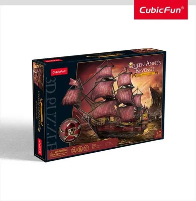 The image shows the packaging of a 3D puzzle of a sailing ship.