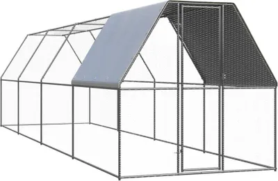 Zdjęcie produktu dla Klatka zewnętrzna dla kurcząt, 2x8x2 m, stal galwanizowana