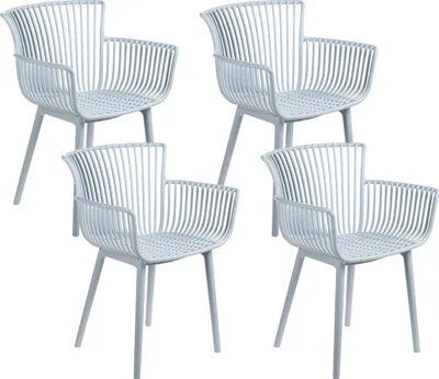 Produktbild von BELIANI Stühle 4er Set in Hellblau aus Kunststoff für Innen- und Außenbereich Geeignet Moderner Stil Plastik Gartenstühle für Garten Terrasse Esszimmer