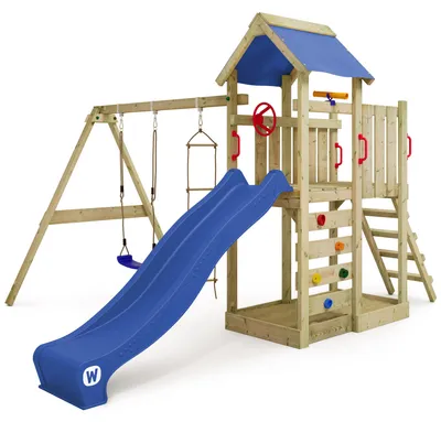 Produktbild von Spielturm Wickey MultiFlyer mit Doppelschaukel und Rutsche, blau