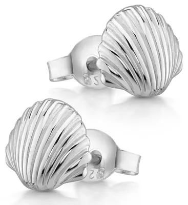 Produktbild von MATERIA Damen Ohrstecker Muschel Silber 925 - Echtsilber Ohrringe Stecker Maritimer Strand Schmuck klein in Etui SO-415